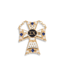 Large Crown Set Pearl Badge with Sapphire Points